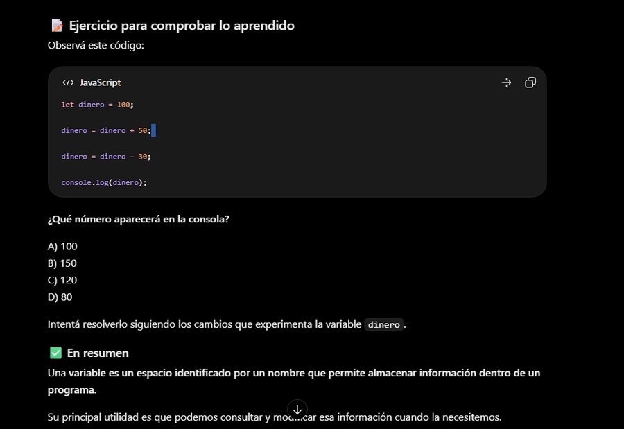 ChatGPT propone un ejercicio de opción múltiple